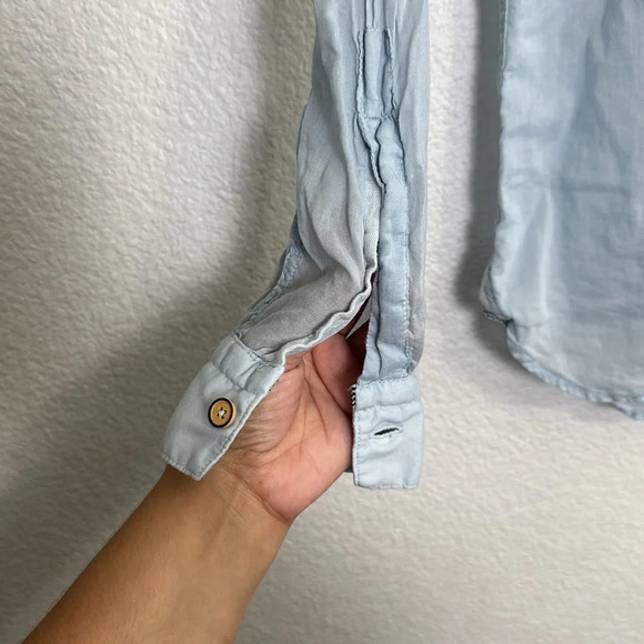 Zara Man Basic Slim Fit Lightweight Blue Long Sleeve Button Down Size Medium - Picture 3 of 11